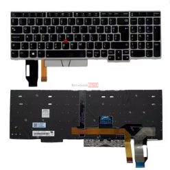   Lenovo Thinkpad E580 E590 gyári magyar szürke/fekete billentyűzet, háttérvilágítással, trackpointtal 01YN675
