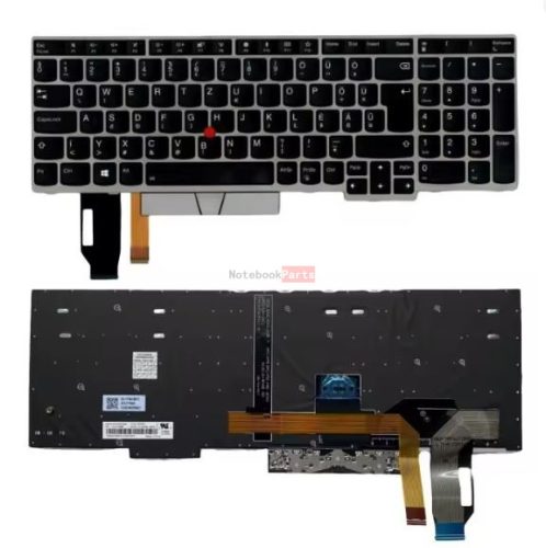 Lenovo Thinkpad E580 E590 gyári magyar szürke/fekete billentyűzet, háttérvilágítással, trackpointtal 01YN675