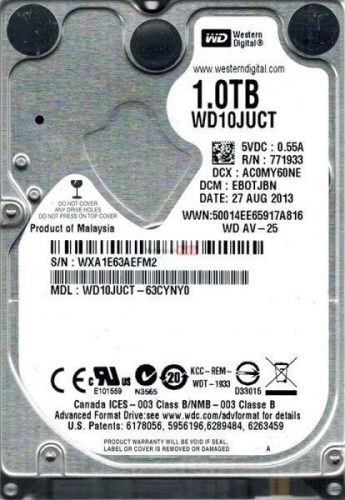 Western Digital AV-25 2.5" 1TB 16MB SATA2 WD10JUCT 