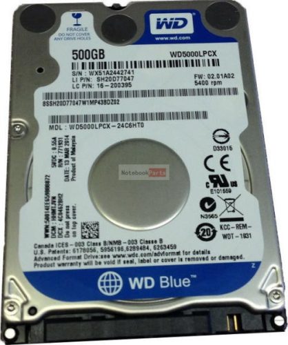 WESTERN DIGITAL 500GB BLUE 16MB 7MM 2.5IN SATA 6GB/S 5400RPM INT (WD5000LPCX)