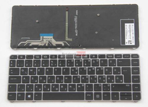 HP EliteBook Folio 1040 G3, 818252-211, 904715-211 háttérvilágítás / ezüst keret /  fekete laptop billentyűzet